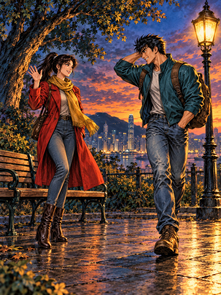The scene as a full-colour Hong Kong comic