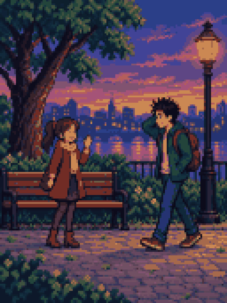 The scene as pixel art