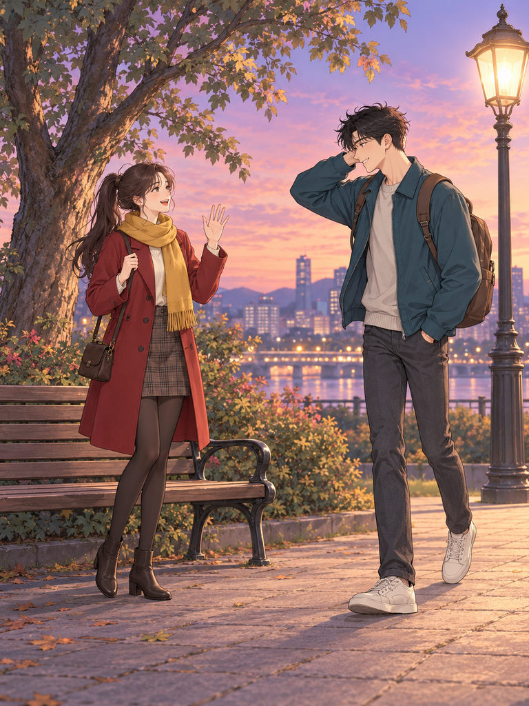 The scene as a Korean webtoon